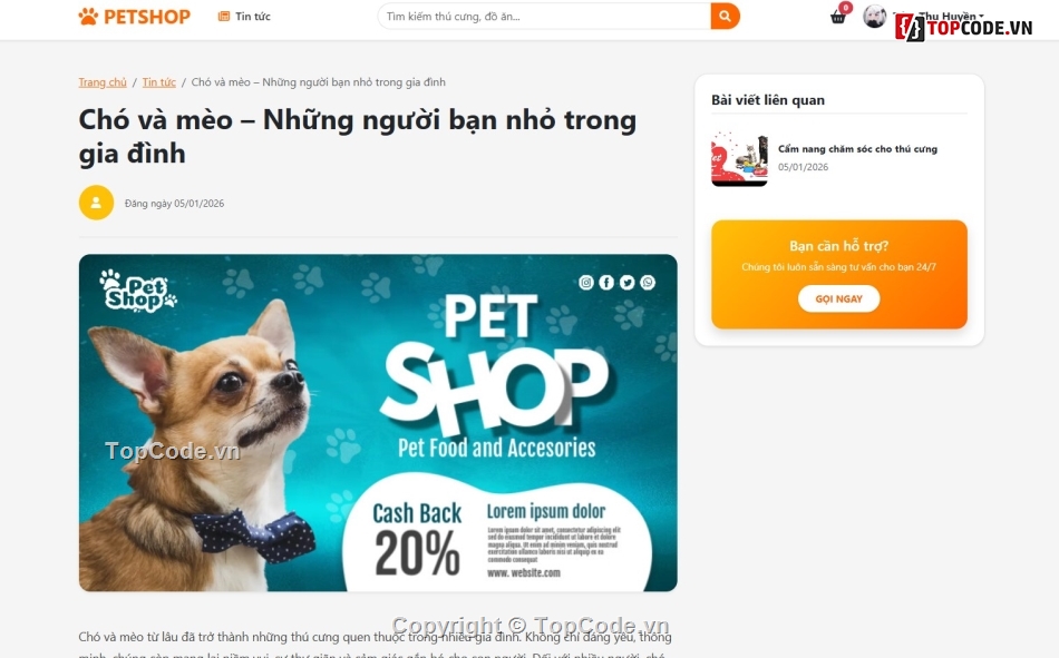giao diện,giao hàng,petshop